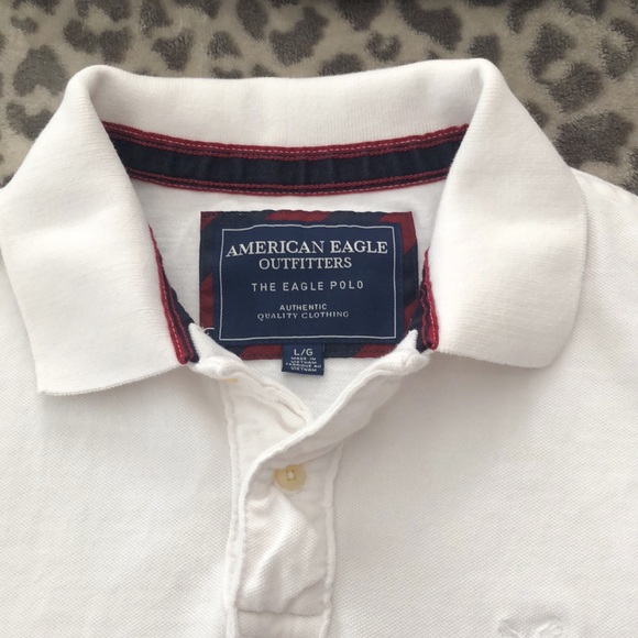 American Eagle Outfitters The Eagle Polo Shirt in White Men’s Size Large - Picture 9 of 17